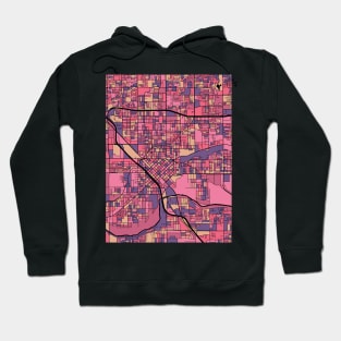 Modesto Map Pattern in Purple & Pink Hoodie